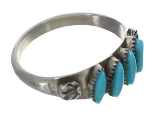 Native American Zuni Turquoise Needlepoint Ring Size 7-1/4 EX27303